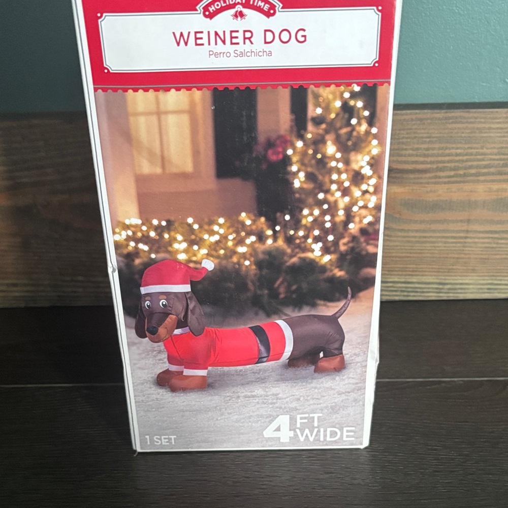Holiday Time Festive Weiner Dog with Santa Suit